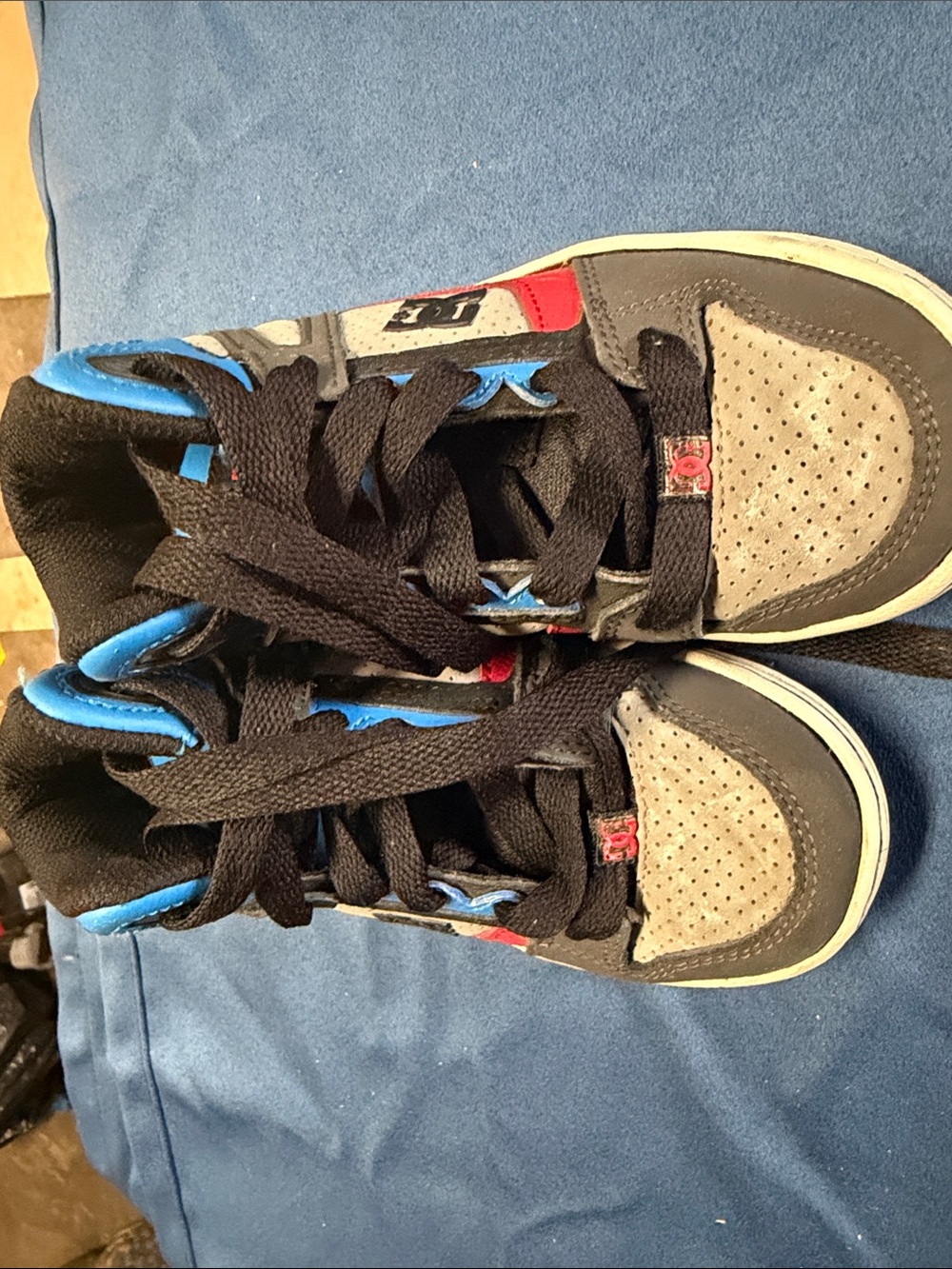 DC Kids High-Top Sneakers in Black, Gray & Blue